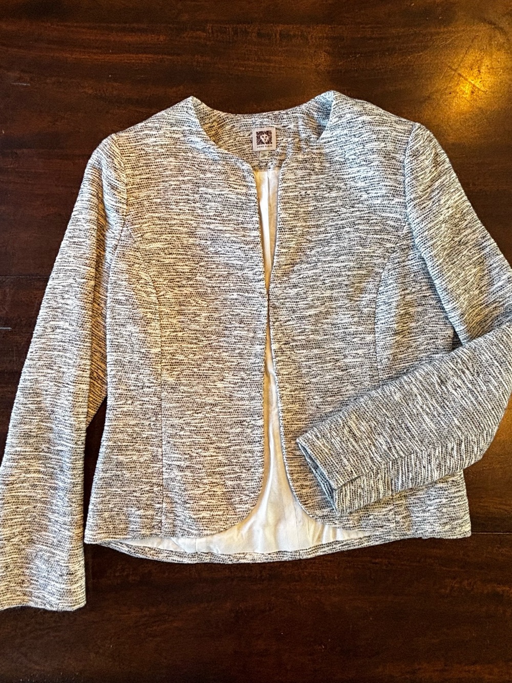 Vintage Anne Klein Women's Heather Gray Open-Front Blazer